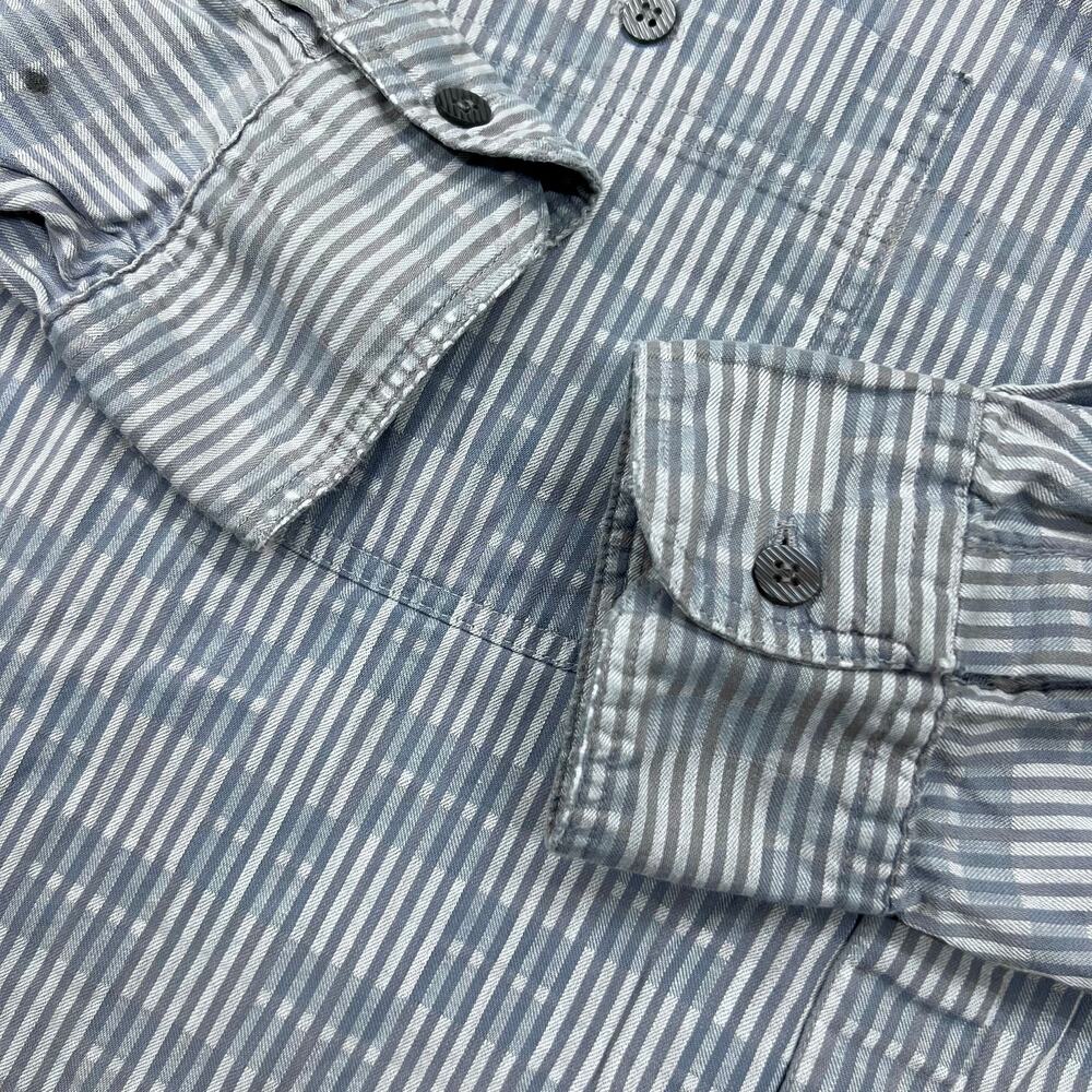 Vintage 90s Levi's Geometric Stripe Checker Button Up Shirt XL Blue Abstract - Picture 6 of 9